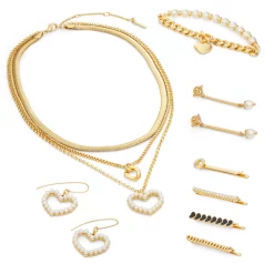 Nine West Gold Tone Simulated Pearl Linear Drop Earrings -Nine West shop 5807423 ALT9