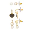 Nine West Gold Tone Simulated Pearl & Heart Drop Earrings Trio Set -Nine West shop 5807425