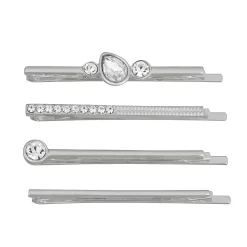 Nine West Silver Tone Simulated Crystal Bobby Pin Set