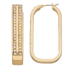 Nine West Gold Tone Drop Hoop Earrings