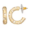 Nine West Gold Tone Crystal C-Hoop Earrings -Nine West shop 5808456