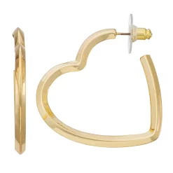 Nine West Gold Tone Layered Heart Hoop Earrings