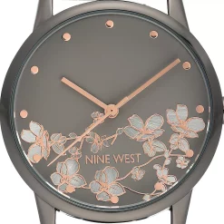 Nine West Women's Gray Stainless Steel Mesh Bracelet Watch with Flower Dial -Nine West shop 5857463 ALT2