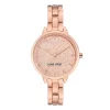 Nine West Women's Rose Gold Tone Bracelet Watch with Etched Flower Dial