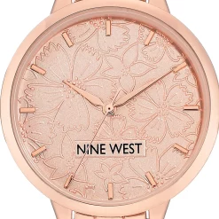 Nine West Women's Rose Gold Tone Bracelet Watch with Etched Flower Dial 10 Nine West Women's Rose Gold Tone Bracelet Watch with Etched Flower Dial -Nine West shop 5857473 ALT2