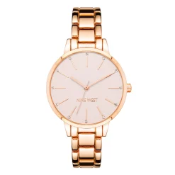 Nine West Women's Gold-Tone Bracelet Watch with Crystal Accents