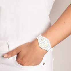 Nine West Women's White Rubberized Link Watch -Nine West shop 5857497 ALT9