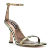 Nine West Yess Women's Leather Heeled Sandals -Nine West shop 5883723 Bronze Multi