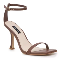 Nine West Yess Women's Leather Heeled Sandals -Nine West shop 5883723 Dark Brown Leather