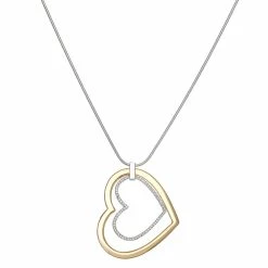 Nine West Silver Tone Pave Heart Pendant Necklace