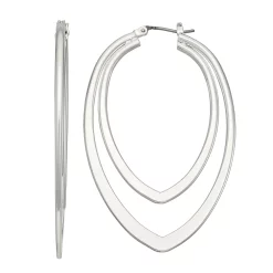 Nine West Silver Tone Teardrop Hoop Earrings