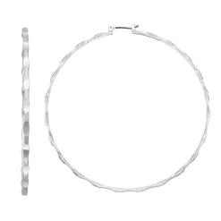 Nine West Silver Tone Textured Hoop Earrings