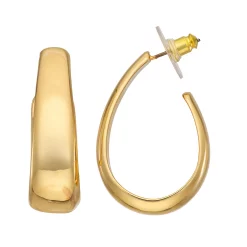Nine West Gold Tone Crescent Hoop Earrings