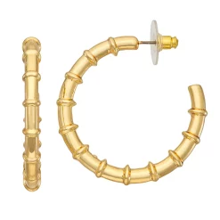 Nine West Gold Tone Textured C Hoop Earrings