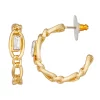 Nine West Gold Tone Crystal Chain Link C-Hoop Earrings 1 Nine West Gold Tone Crystal Chain Link C-Hoop Earrings -Nine West shop 6015491