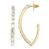 Nine West Gold Tone Crystal Teardrop C-Hoop Earrings