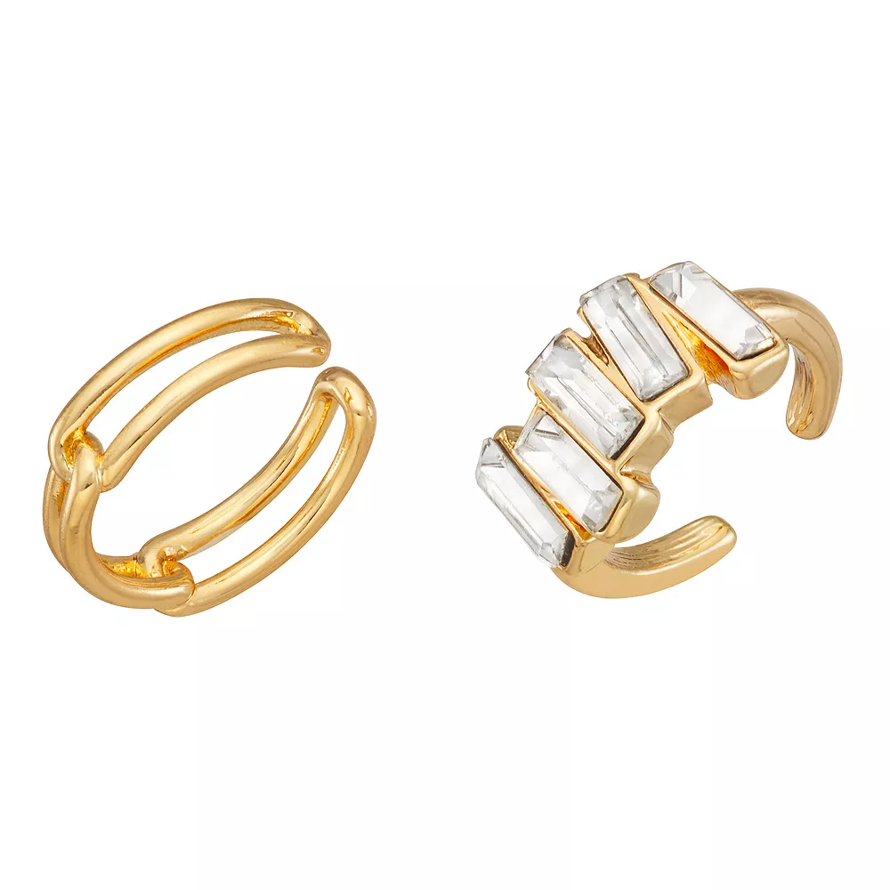 Nine West Gold Tone Crystal Ear Cuffs 2-Piece Set 3 Nine West Gold Tone Crystal Ear Cuffs 2-Piece Set