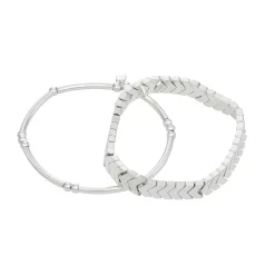 Nine West Silver Tone Two Row Bracelet Set