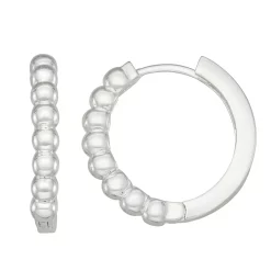 Nine West Silver Tone Ball Textured Huggie Hoop Earrings