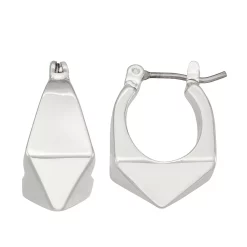 Nine West Silver Tone Geometric Hoop Earrings