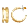 Nine West Gold Tone Double-Row Textured Hoop Earrings