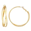 Nine West Gold Tone Crisscross Multi-Row Hoop Earrings 1 Nine West Gold Tone Crisscross Multi-Row Hoop Earrings -Nine West shop 6015707