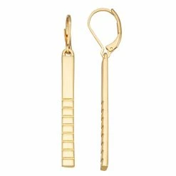Nine West Gold Tone Textured Bar Drop Earrings