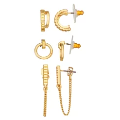 Nine West Gold Tone Earrings 3-Pack Set