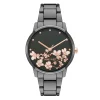 Nine West Women's Flower Dial Two Tone Watch -Nine West shop 6024068 Gunmetal