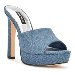 Nine West Wila Women's Platform Sandals -Nine West shop 6037996 Blue Denim