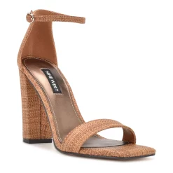 Nine West Marrie Women's Block Heel Dress Sandals -Nine West shop 6097981 Brown Woven Multi