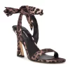 Nine West Kelsie Women's Ankle Wrap Dress Sandals -Nine West shop 6101996 Leopard Satin