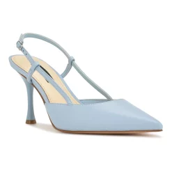 Nine West Peni Pointy Toe Women's Slingback Dress Pumps -Nine West shop 6102003 Light Blue Leather