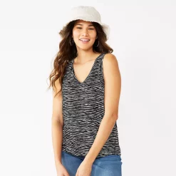 Women's Nine West Easy V-Neck Tank -Nine West shop 6171582 Black Horizon Stripe
