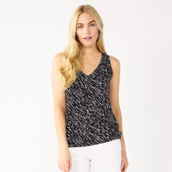 Women's Nine West Easy V-Neck Tank -Nine West shop 6171582 Black Wood Diagonal