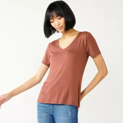 Women's Nine West Essential V-Neck Tee -Nine West shop 6172031 Mocha Frosting
