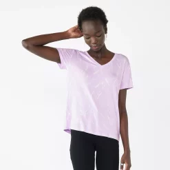 Women's Nine West Essential V-Neck Tee -Nine West shop 6172031 Purple Stroke Print