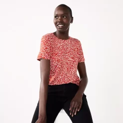 Women's Nine West Essential Crewneck Tee -Nine West shop 6172706 Coral Sribble