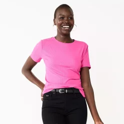 Women's Nine West Essential Crewneck Tee -Nine West shop 6172706 Raspberry Soda Rib